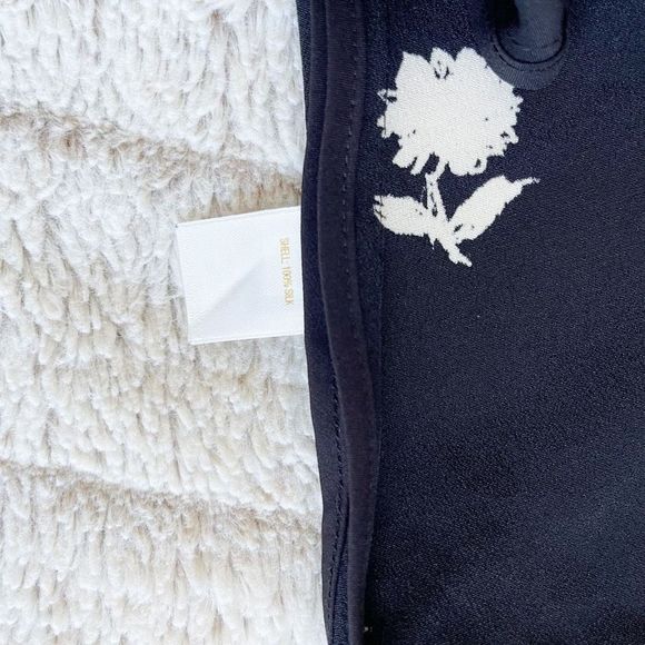 Kate Spade 100% Silk Size 0 Black White Contrast Floral Ruffled Belted Dress wit - Picture 11 of 11